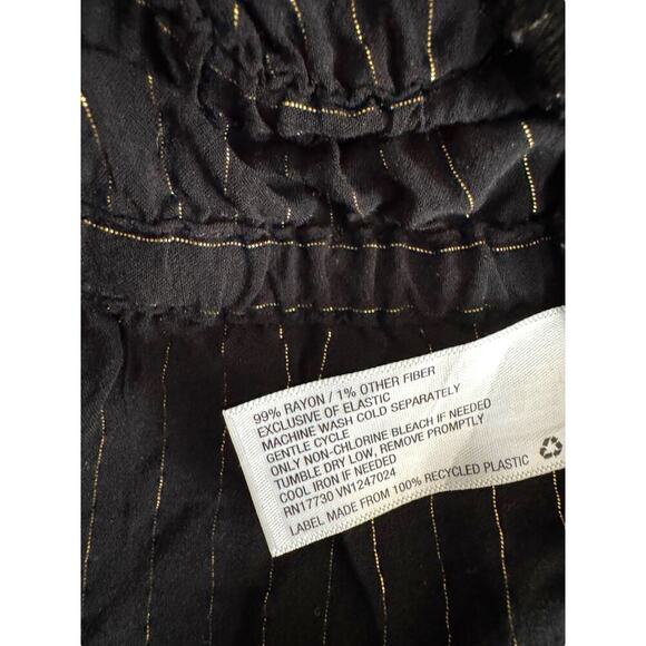 Universal Thread Women Black Metallic Stripe Long Sl S | Ruffle Square Neck Top - Picture 7 of 10